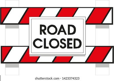 Road closed traffic control standing sign vector