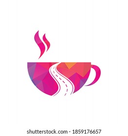 Road coffee logo design vector illustration.