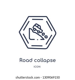 road collapse icon from signs outline collection. Thin line road collapse icon isolated on white background.