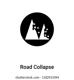 Road Collapse icon vector isolated on white background, logo concept of Road Collapse sign on transparent background, filled black symbol