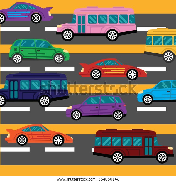 Road collapse and traffic jams background\
with lots of cars flat vector\
illustration