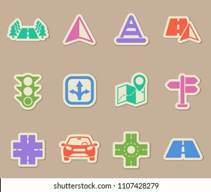 road color vector icons on paper stickers