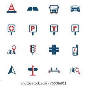 road color vector icons for web and user interface design