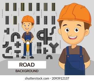 Road concept background. Flat icons.