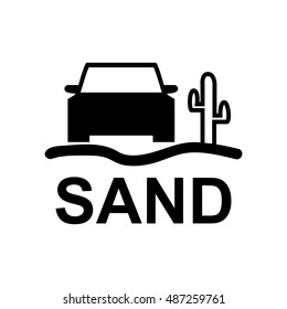 Road condition icon. sand, desert. Car dashboard panel indicators.