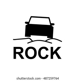 Road condition icon. Stones, rocks. Car dashboard panel indicators.