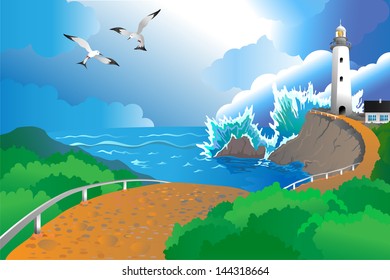 road conducting to a beacon