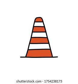 road cone doodle icon, vector illustration