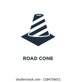 Road Cone icon. Black filled vector illustration. Road Cone symbol on white background. Can be used in web and mobile.
