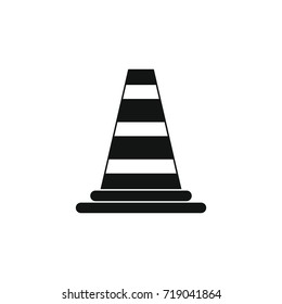 Road cone icon. Black simple silhouette illustration of Road cone vector icon for web isolated on white background