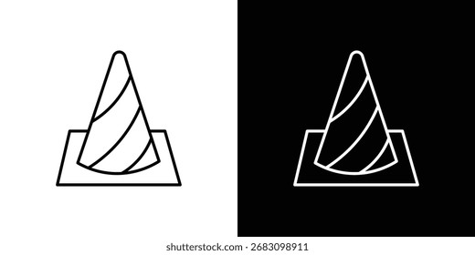 Road cone icon in editable stroke. EPS 10 vector illustration.