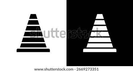 Road cone icon in flat black solid vector set