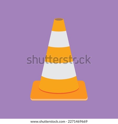 Road cone icon. Flat illustration of road cone vector icon isolated on purple background. For web design. 