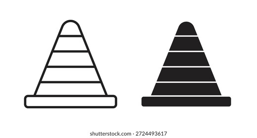 Ilustración de icono de cono de carretera, Vector de línea delgada, signo de Diseño web,