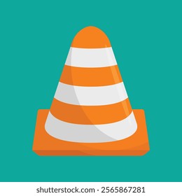 road cone icon orange vector