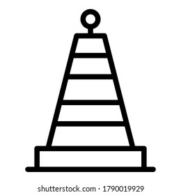 Road cone icon. Outline road cone vector icon for web design isolated on white background