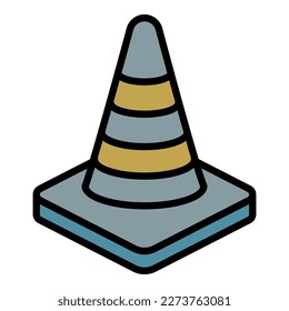 Vector de contorno de icono de cono de carretera. Equipo policial. Estrella de herramientas