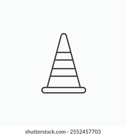 Road cone icon set in blackthin line style.