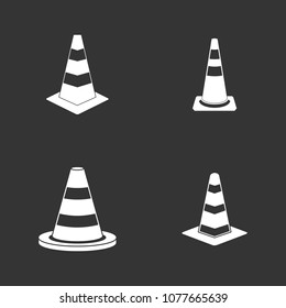Road cone icon set vector white isolated on grey background 