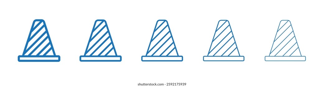 Road cone icon Symbol collection thin outline set