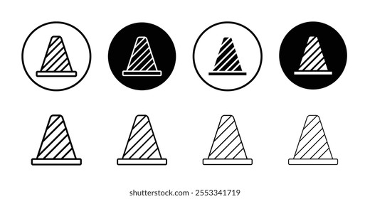 Road cone icon Thin line vector illustration set