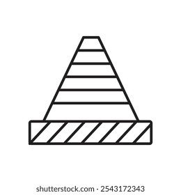 Road cone icon. thin stroke and solid.