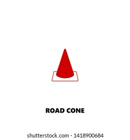 road cone icon. road cone vector design. sign design. red color
