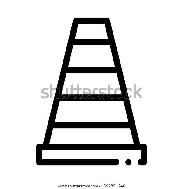 Road Cone Icon Vector. Outline Road Cone\
Sign. Isolated Contour Symbol\
Illustration