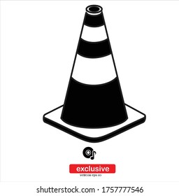 Icono de cono de cono de carretera.Ilustración vectorial de diseño plano para diseño gráfico y web.