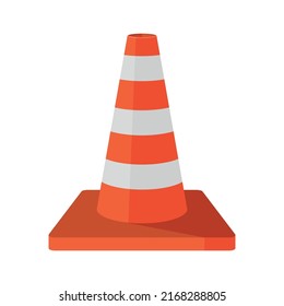 Road cone. The image of a road chip for traffic control and fencing problem areas of the road. Isolated vector on white background.