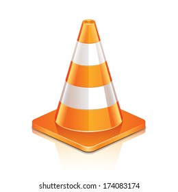 Road cone isolated on white photo-realistic vector illustration