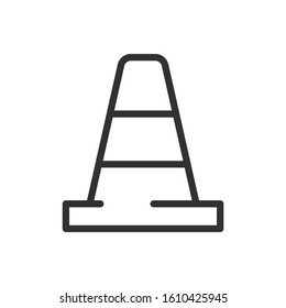 Road Cone, Linear Icon. Editable Stroke