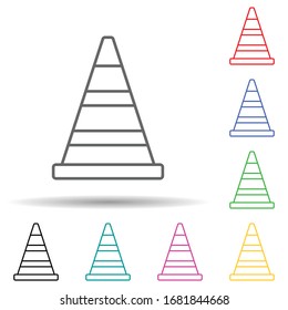 Road cone multi color set icon. Simple thin line, outline vector of navigation icons for ui and ux, website or mobile application