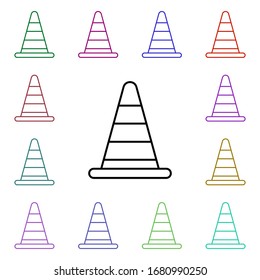 Road cone multi color style icon. Simple thin line, outline vector of road sign icons for ui and ux, website or mobile application