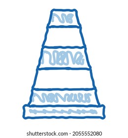 Road Cone sketch icon vector. Hand drawn blue doodle line art Road Cone sign. isolated symbol illustration