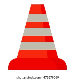 Road cone with stripes attention symbol