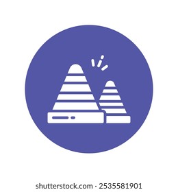 Road cone Vector Gylph Circle Design icon. Work In Progress Symbol on White background EPS 10 File