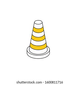 Road cone. Vector line, 3d stroke isometric, color web icon, new flat style. Creative illustration design, abstract idea for infographics.