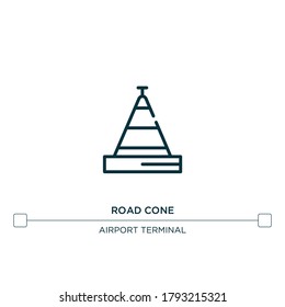 road cone vector line icon. Simple element illustration. road cone outline icon from airport terminal concept. Can be used for web and mobile
