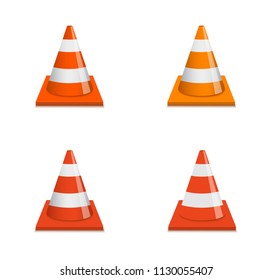 Road cone vector realistic set. Traffic cone