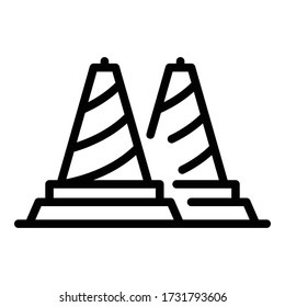 Icono de conos de carreteras. Icono de vector de conos de ruta de contorno para diseño web aislado en fondo blanco