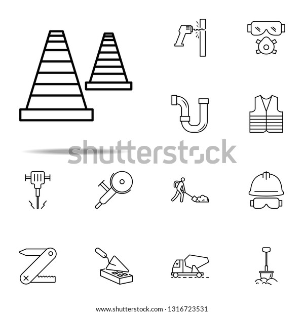 road cones outline icon. Construction icons\
universal set for web and\
mobile