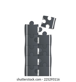 road consists of pieces of the puzzle