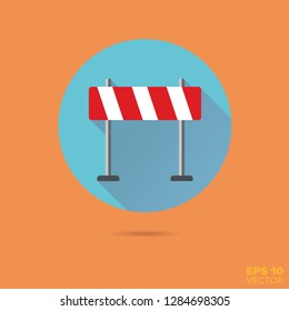 Barrera de construcción de carreteras diseño plano sombra larga icono vector