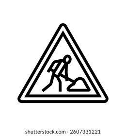 road construction car driving obstacles line icon vector. road construction car driving obstacles sign. isolated contour symbol black illustration