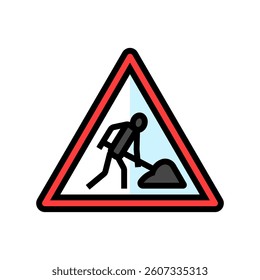 road construction car driving obstacles color icon vector. road construction car driving obstacles sign. isolated symbol illustration