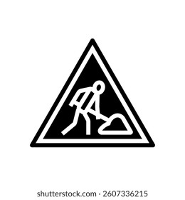 road construction car driving obstacles glyph icon vector. road construction car driving obstacles sign. isolated symbol illustration