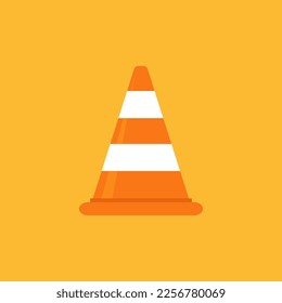 Road or construction cone. Traffic and repair sign. Vector illustration.