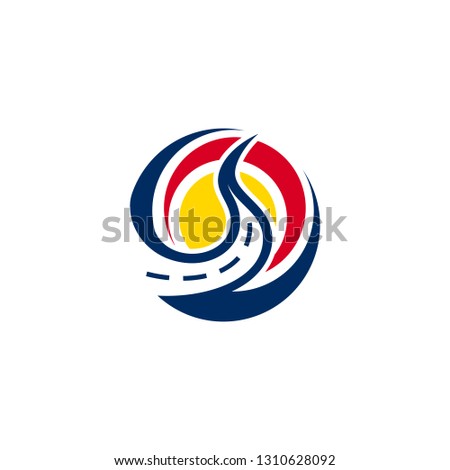Road construction creative symbol layout. Paving logo design concept. Asphalt repair company sign idea.