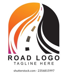 Símbolo creativo de construcción de carreteras. Diseño del logotipo de relleno. Señal de la empresa de reparación de asfalto. Ilustraciones de material de logotipo de carretera. Vector de logotipo de construcción de carreteras.